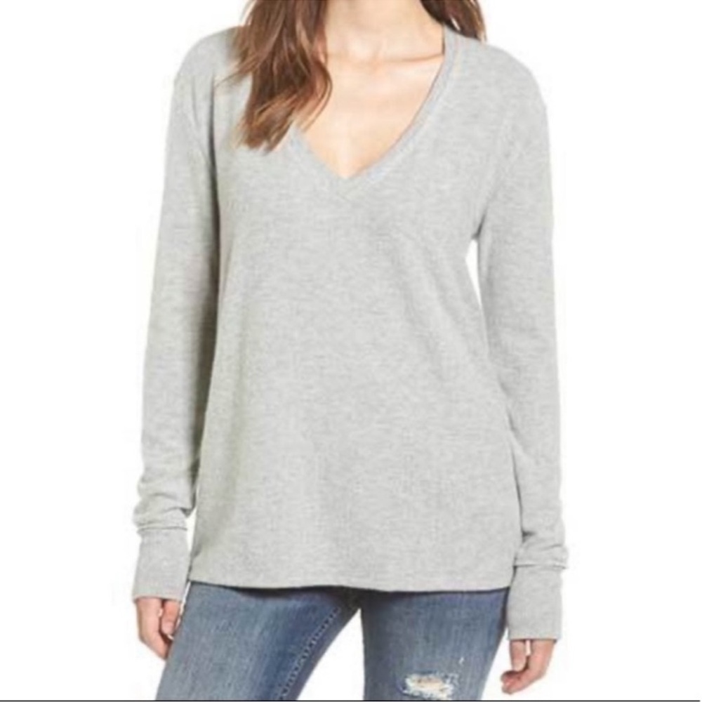 Nordstrom BP Cozy Rib Trim Gray Pullover Sweater